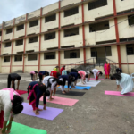 Celebrating International Yoga Day at Kantilal khinwasara B. Ed. College, Thergaon, pune with the presence of Principal Dr. Nirmala Tapkeer, all the teaching faculty and student-teachres. Yoga is a journey from being at unrest with yourself to a calm mind, body and soul. All you have to do is take out time for it…. it’s a light which once lit, will never dim…